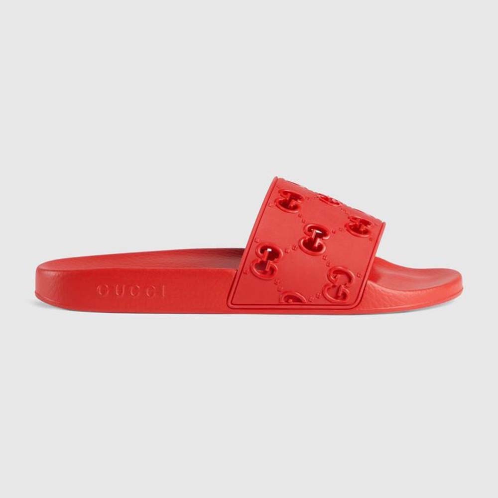 Authentic Gucci Men's rubber GG slide sandal